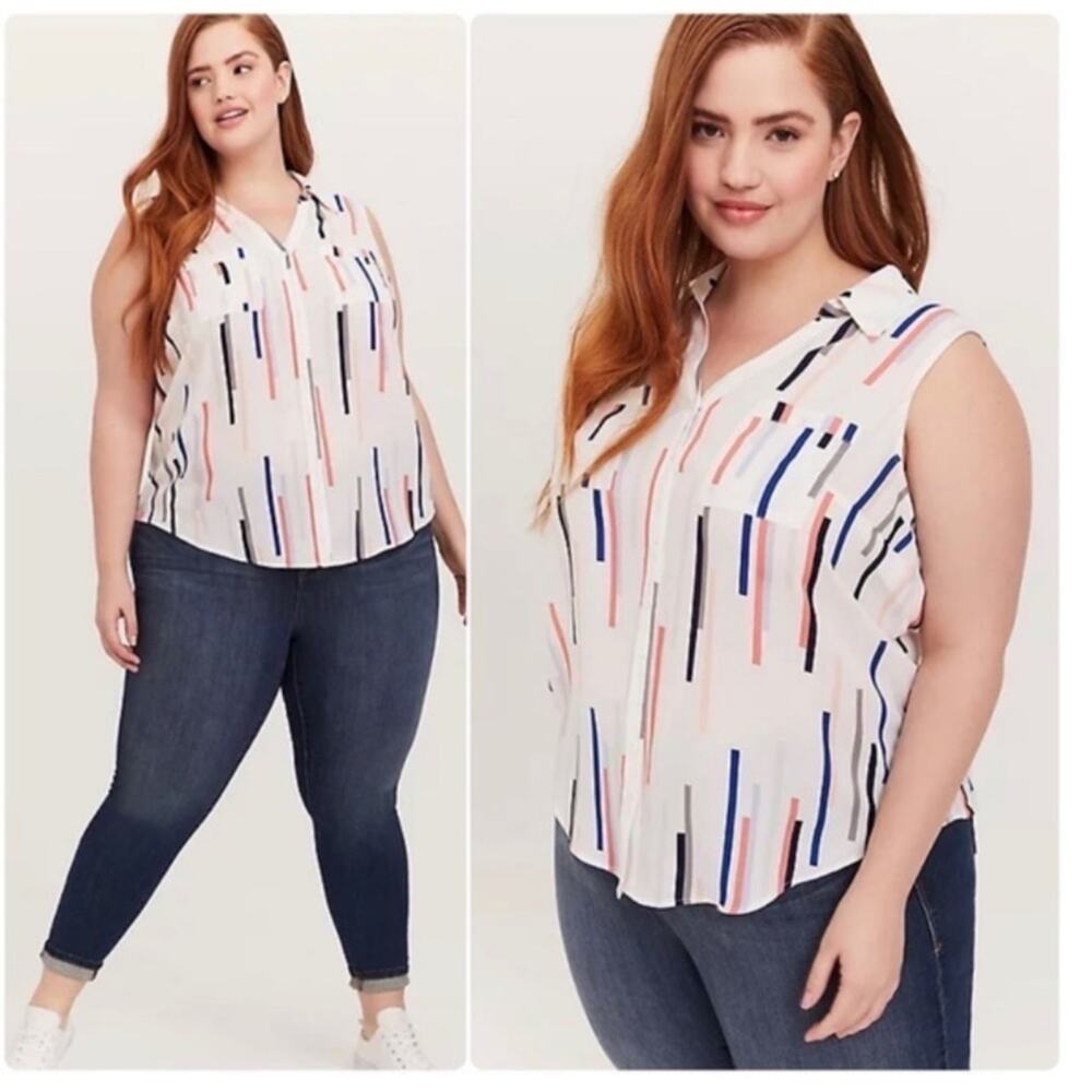 Torrid Women Madison Line Georgette Button Front Tank Blouse Size 2